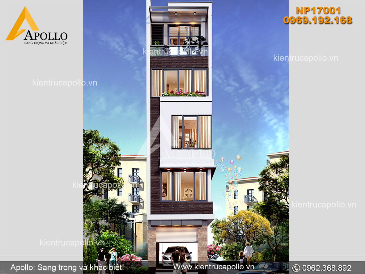 Nhà phố 5 tầng hiện đại, tinh tế cho vợ chồng trẻ NP17001